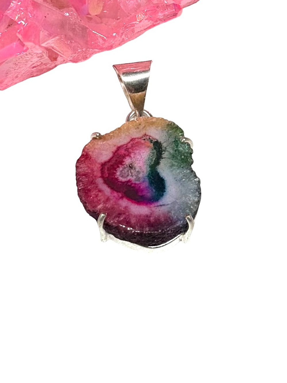 Rainbow Solar Quartz Necklace Pendant 925 Sterling Silver Overlay